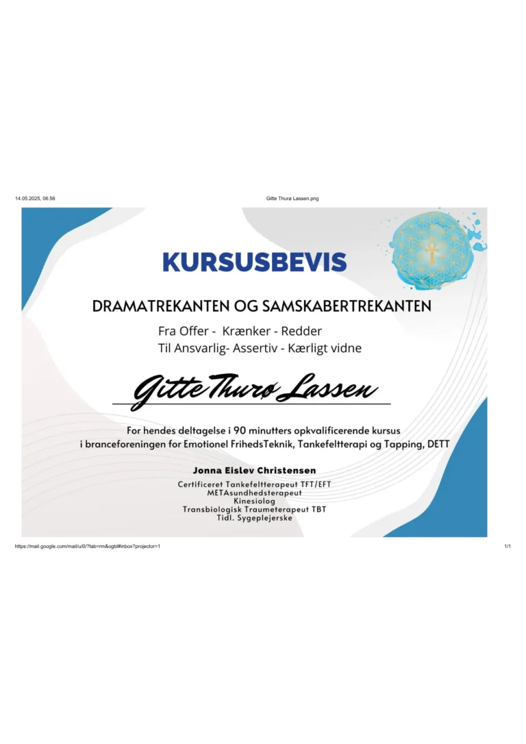 Kursuscertifikat Gitte Lassen