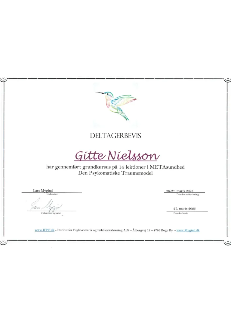 Kursuscertifikat Gitte Lassen