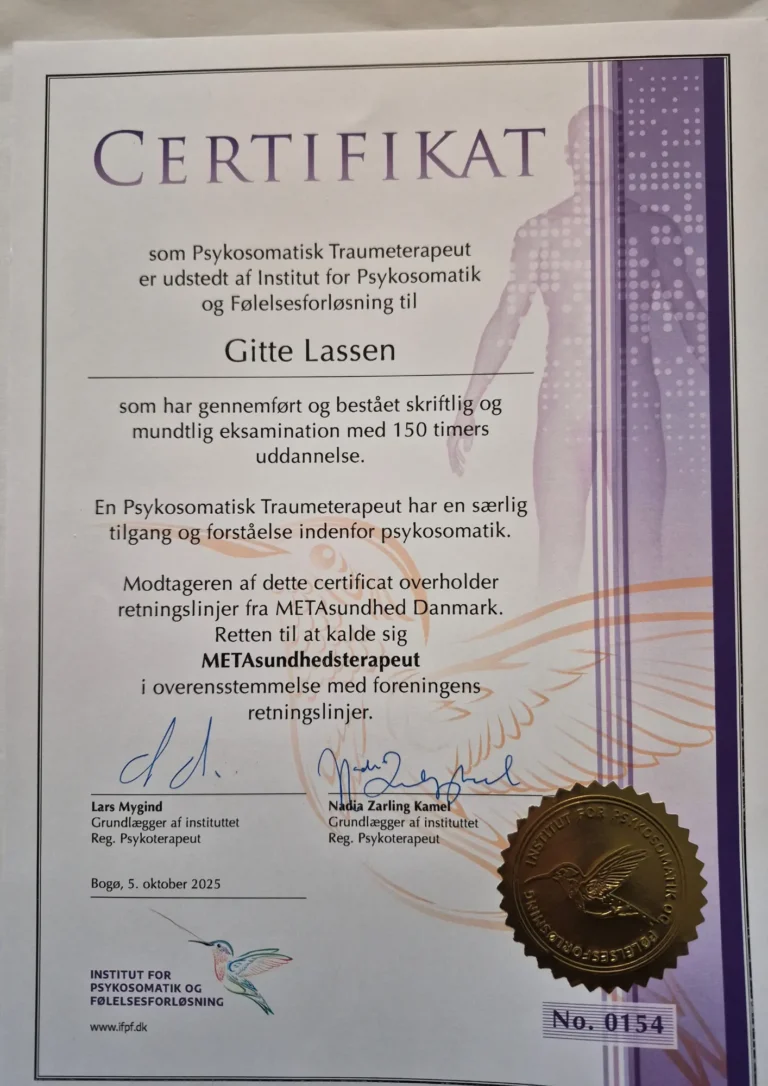 Kursuscertifikat Gitte Lassen