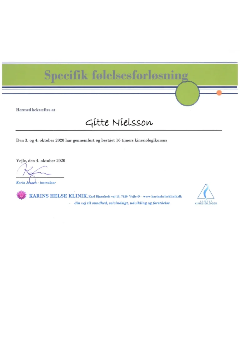 Kursuscertifikat Gitte Lassen