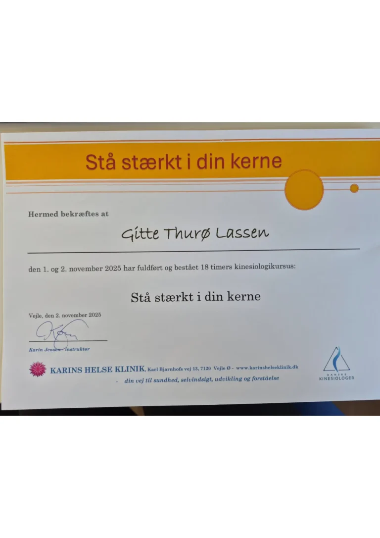Kursuscertifikat Gitte Lassen