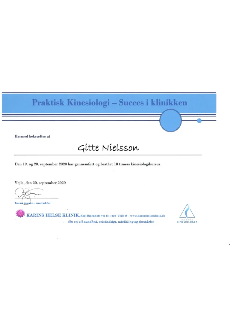Kursuscertifikat Gitte Lassen
