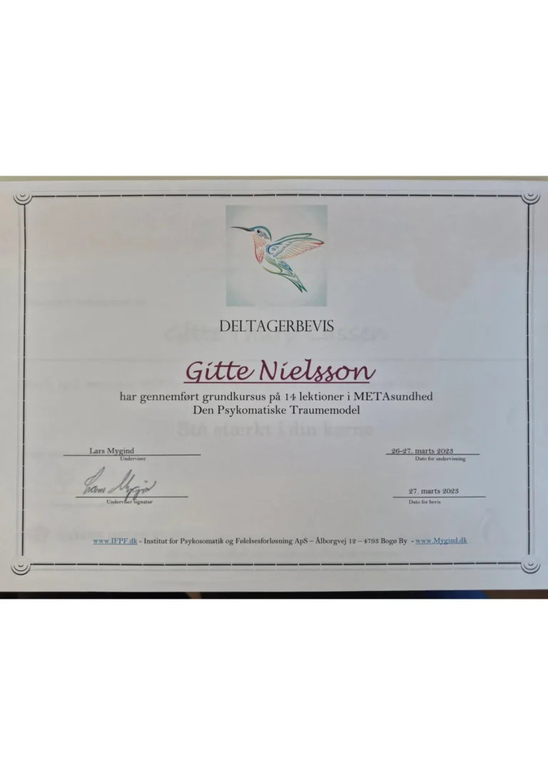 Kursuscertifikat Gitte Lassen