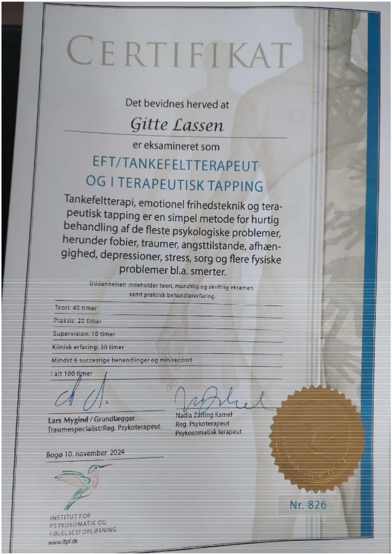Kursuscertifikat Gitte Lassen